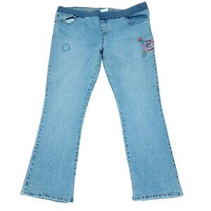Announcements Maternity Jeans Pants Womens XL 16/18 Blue Embroidered Flowers